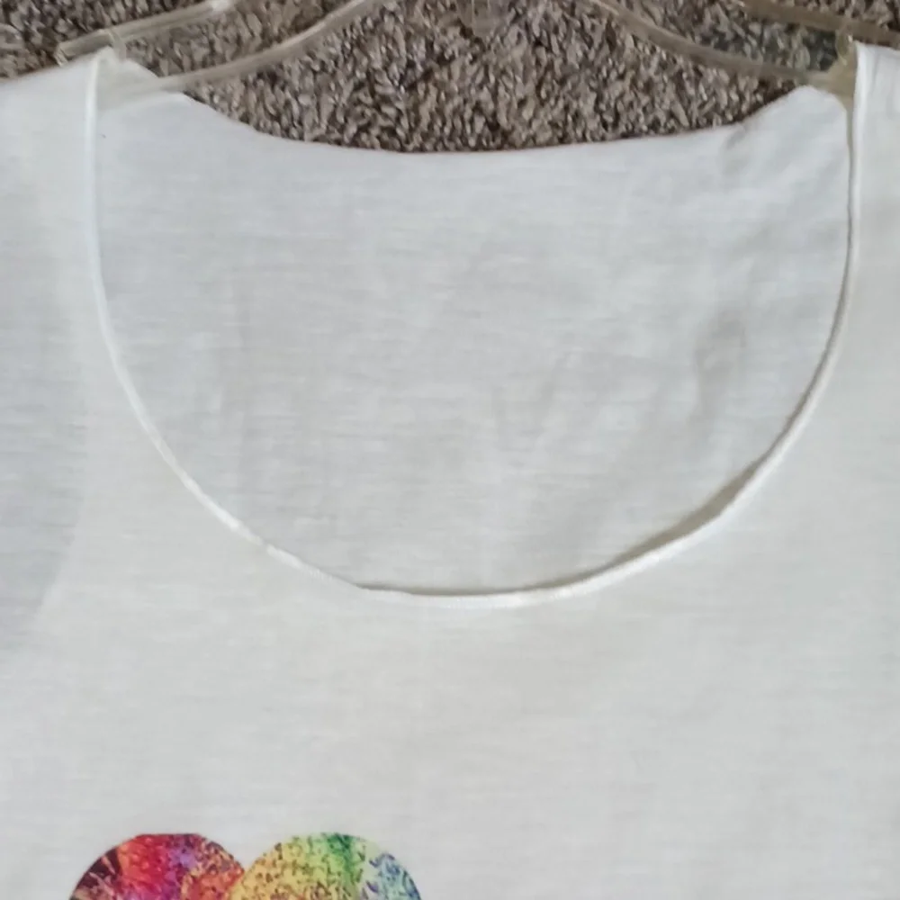 Elephant rough stitched hem tank top - off white multicolor - M